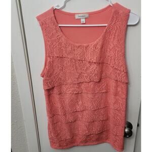 Dressbarn Sleeveless Orange Polyester Shirt Top Women's Size Large